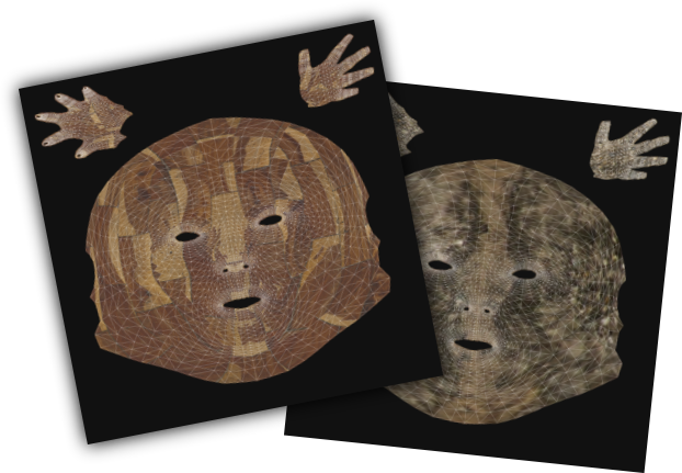Cubic UV Baker preview showing baked texture detail on UV islands